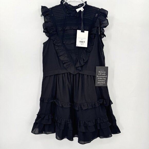 Pomander Place by Tuckernuck Women's Black Cecilia Ruffle Mini Dress sz XS NWT - Picture 2 of 9